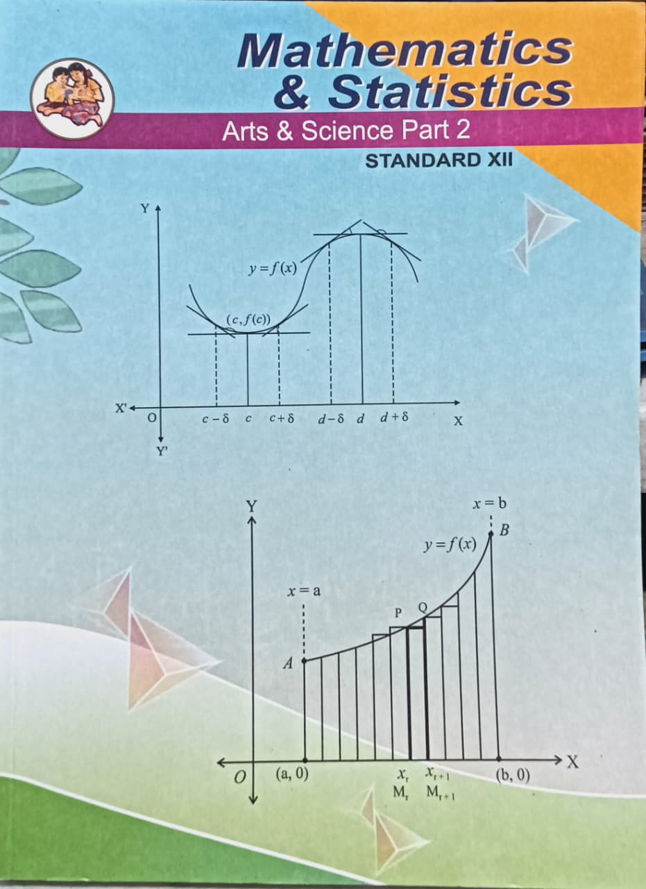 Subject Maths 2 Text Book Std 12 ( Streame Science & Arts) Latest Edition